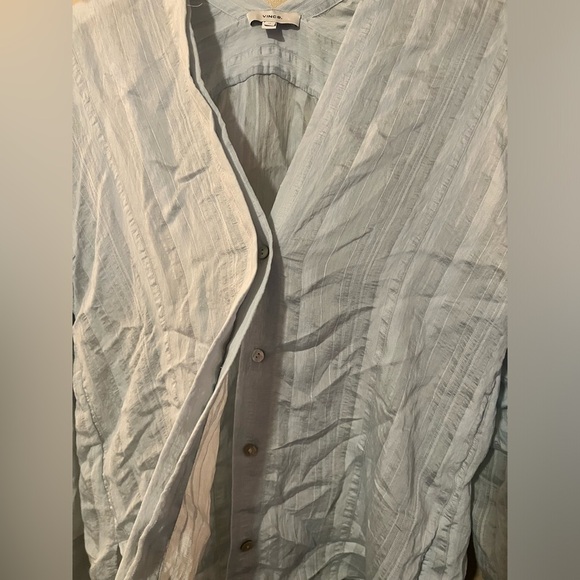 Vince Tonal Stripe V-Neck Blouse Mint drape sheer medium chic boho drape - Picture 8 of 8